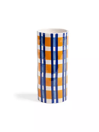 &K AMSTERDAM | Vase CLASH CHECK Bunt | blau