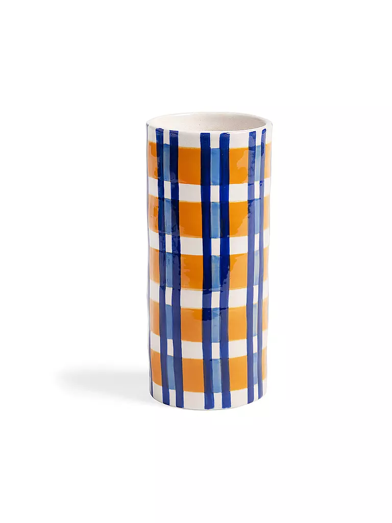 &K AMSTERDAM | Vase CLASH CHECK Bunt | blau