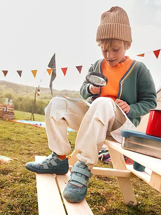 AFFENZAHN | Kinder Barfußschuhe - Übergangsschuhe KNIT HAPPY Elefant | hellblau