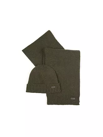 BARBOUR | Geschenkset 2-teilig Schal und Mütze CARLTON | olive