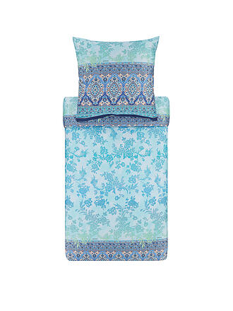 BASSETTI | Satin Bettwäsche AGRIGENTO 70x90cm/140x200cm Blau | beige