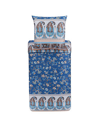 BASSETTI | Satin Bettwäsche GENOVEVA 70x90cm/140x200cm hellgruen | blau