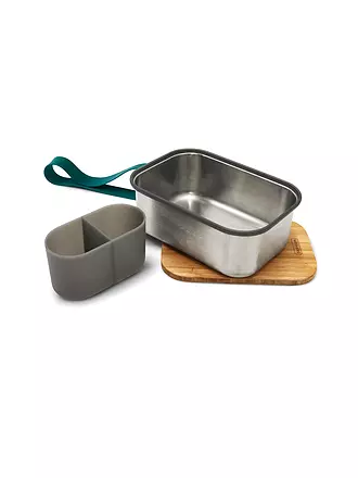 BLACK+BLUM | Frischhaltedose - Lunchbox gross 19x13,5cm Olive/Edelstahl | blau