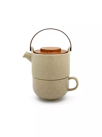 BREDEMEIJER | Tea for one Umea mit Bambusdeckel 0,5l Weiss | camel