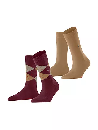 BURLINGTON | Damen Socken EVERYDAY 2-er Pkg 36-41 light grey | dunkelrot