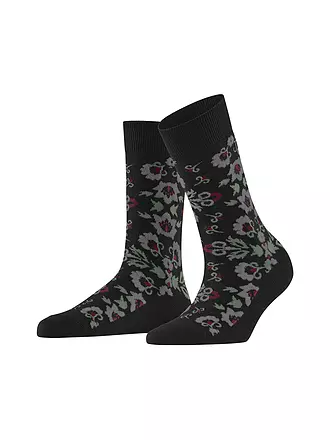 BURLINGTON | Damen Socken VELVET BLOOMS 36-41 black | dunkelrot