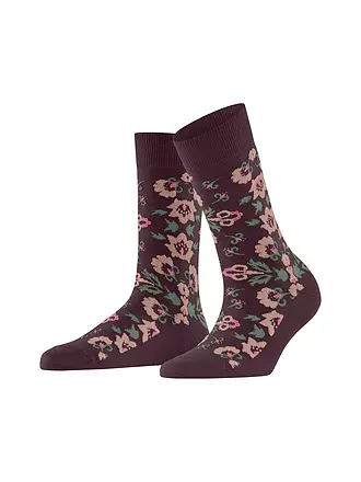 BURLINGTON | Damen Socken VELVET BLOOMS 36-41 black | dunkelrot