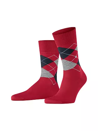 BURLINGTON | Herren Socken 40-46 MANCHESTER light grey | rot