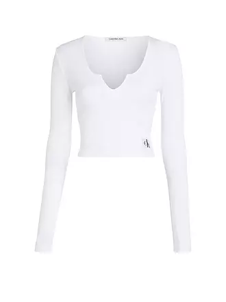 CALVIN KLEIN JEANS | Langarmshirt Cropped Fit | weiss