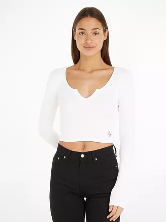 CALVIN KLEIN JEANS | Langarmshirt Cropped Fit | weiss