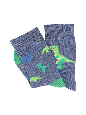 CAMANO | Jungen Socken 2er Pkg Dinosaurier denim melange | blau