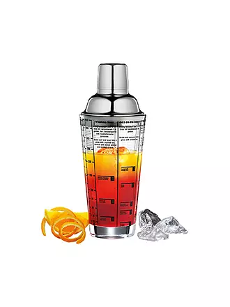 CILIO | Cocktailshaker mit Rezepten 0,4l Glas/Edelstahl | silber