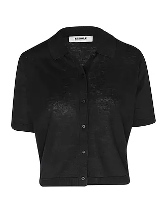 ECOALF |  Leinen Stickjacke JUNIPERALF | schwarz