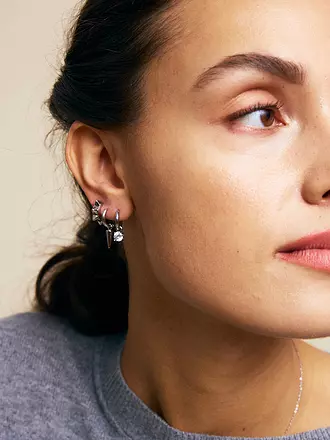 EDBLAD | Ohrringe PEAK HOOPS ICON ONE HEART Steel | silber