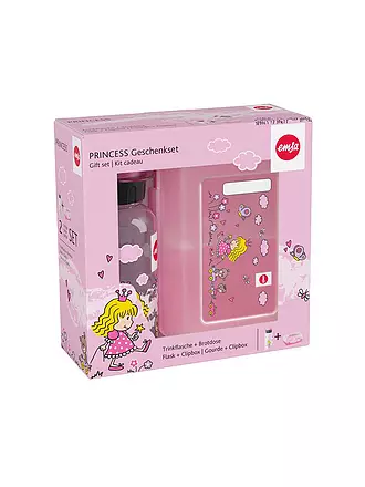 EMSA | Geschenkset 2tlg. Lunchbox und Trinkflasche SOCCER Schwarz | rosa