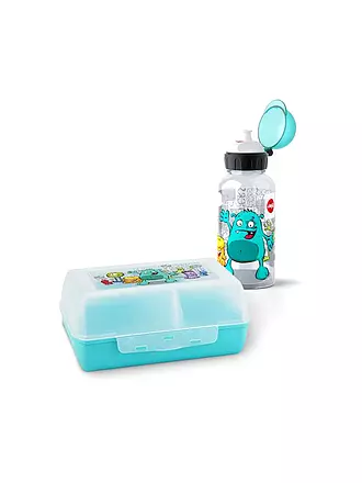 EMSA | Geschenkset 2tlg. Lunchbox und Trinkflasche SOCCER Schwarz | türkis