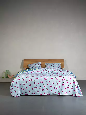 ESSENZA | Perkal Bettwäsche ZESTY CHERRY 70x90cm/140x200cm Iceblue | hellblau