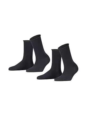 FALKE | Happy Socken 2er Pkg light grey mel. | dunkelblau