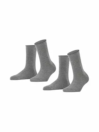 FALKE | Happy Socken 2er Pkg light grey mel. | blau