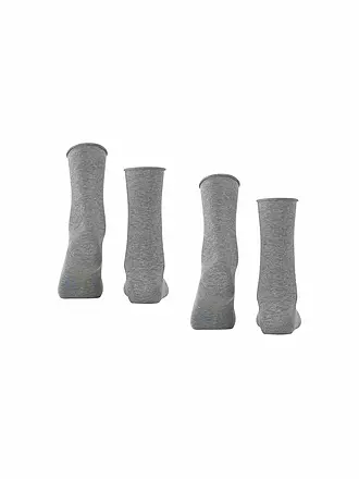 FALKE | Happy Socken 2er Pkg light grey mel. | blau