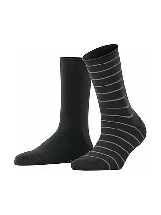 FALKE | Sneakersocken Happy Stripe 2er Pkg light greymel. | schwarz