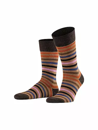 FALKE | Socken TINTED STRIPE asphalt mel | braun