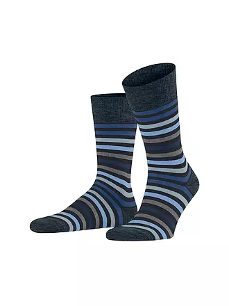 FALKE | Socken TINTED STRIPE asphalt mel | dunkelblau
