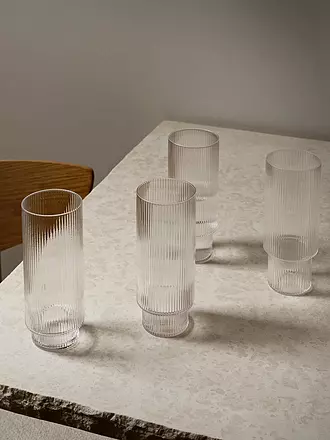 FERM LIVING | Longdrinkglas 4er Set RIPPLE | transparent