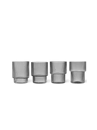 FERM LIVING | Trinkglas 4er Set RIPPLE | grau