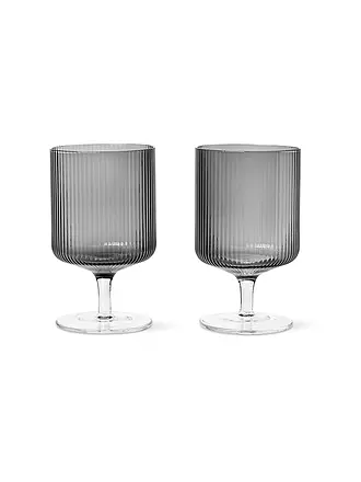 FERM LIVING | Weinglas 2er Set Ripple Clear | transparent