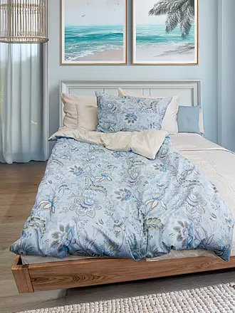 FLEURESSE | Satin Bettwäsche MIAMI 70x90cm/140x220cm  Powder Blue | gelb