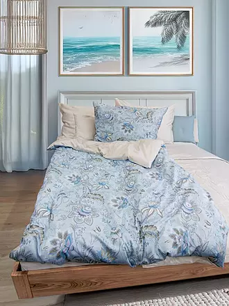FLEURESSE | Satin Bettwäsche MIAMI 70x90cm/140x220cm Powder Blue | gelb