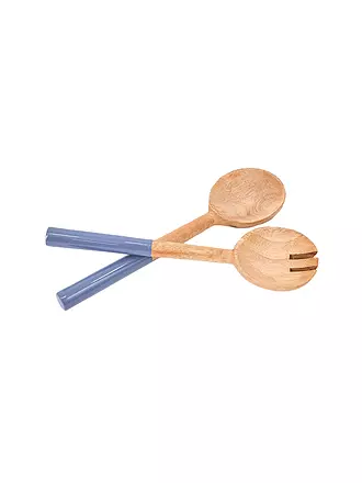 FYNCH HATTON | Salatbesteck 2tlg. KISHA Leaf Green Stripe | hellblau