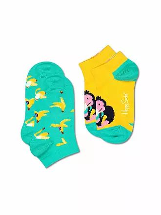 HAPPY SOCKS | Kinder Sneaker Socken MONKEY & BANANA 2-er Pkg. green | bunt