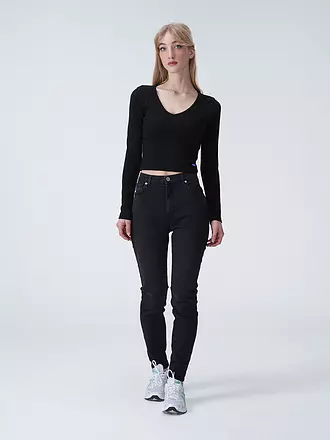 HUGO | Langarmshirt DARIMINA Cropped Fit | schwarz