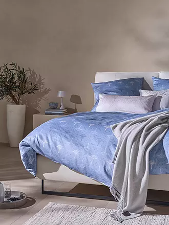 JOOP | Satin Bettwäsche CORNFLOWER CHARM 2x 70x90cm/200x200cm Ocean | hellgrau