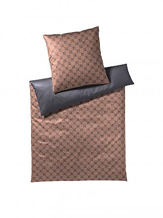JOOP | Satin Bettwäsche Cornflower Double 70x90cm / 140x200cm Dunkelblau | kupfer