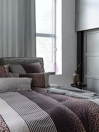 JOOP | Satin Bettwäsche LEO 2x 70x90cm / 200x200cm Sand | grau