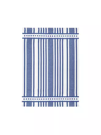 KRACHT | Halbleinen Jaquardtuch 50x70cm Blau Streifen | blau