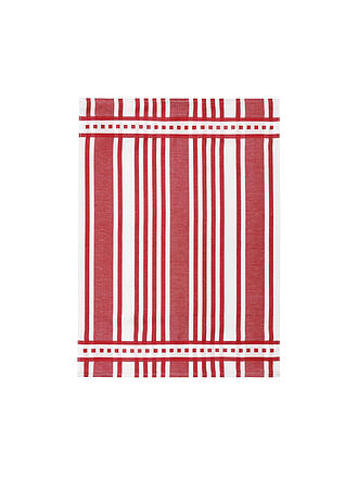 KRACHT | Halbleinen Jaquardtuch 50x70cm Rot Streifen | blau