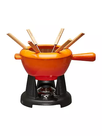 LE CREUSET | Fondue Set Gusseisen Kirschrot | orange