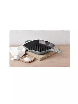 LE CREUSET | Grillpfanne quadratisch 26x26cm SIGNATURE Azure | hellgrau