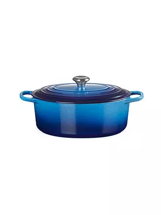 LE CREUSET | Gusseisen-Bräter mit Deckel Oval 31cm 6,3l SIGNATURE Azure | hellgrau