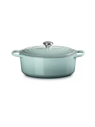 LE CREUSET | Gusseisen-Bräter mit Deckel Oval 31cm 6,3l SIGNATURE Azure | hellgrau