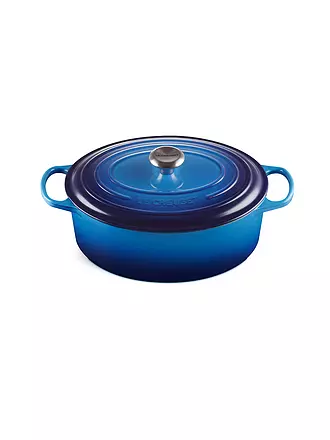 LE CREUSET | Gusseisen-Bräter mit Deckel Oval 31cm 6,3l SIGNATURE Azure | hellgrau