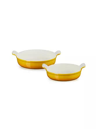 LE CREUSET | Runde Auflaufform Tradition aus Steinzeug 20cm und 24cm 2er-Set Flint | gelb