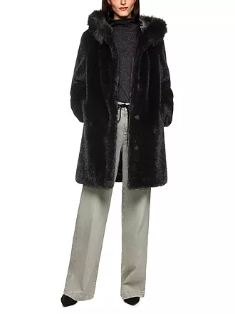 MARC CAIN | Mantel in Felloptik | schwarz