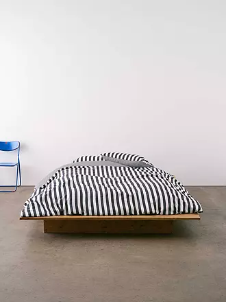 MARC O'POLO HOME | Satin Bettwäsche CLASSIC STRIPE 70x90cm/140x200cm Navy | rosa