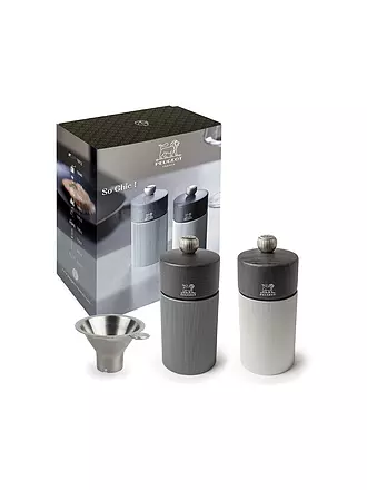 PEUGEOT | Salz-/Pfeffermühle Set SO CHIC DUO LINE 3tlg. inklusive Trichter Alu/Carbon Grau | grau