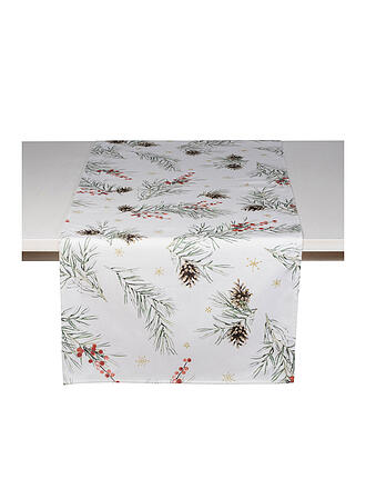 PICHLER | Weihnachts Tischläufer 45x120cm Pinecones Anthrazit | weiß